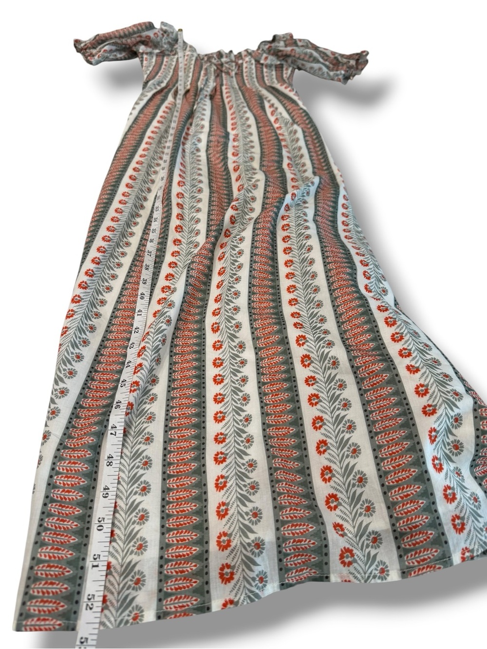 Hill House The Scarlet Midi Nap Dress Smocked in Cosmos Floral Stripe Sz M - Picture 12 of 12